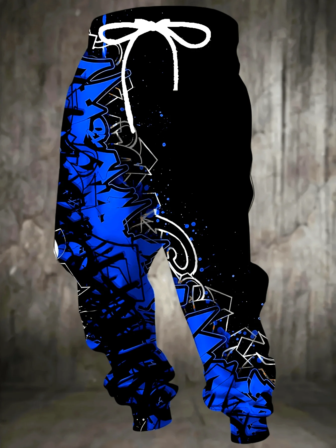 

Мужские спортивные брюки с 3D-граффити и градиентным эффектом, на шнурке, с карманами, модный дизайн для дома, сна и повседневного комфорта