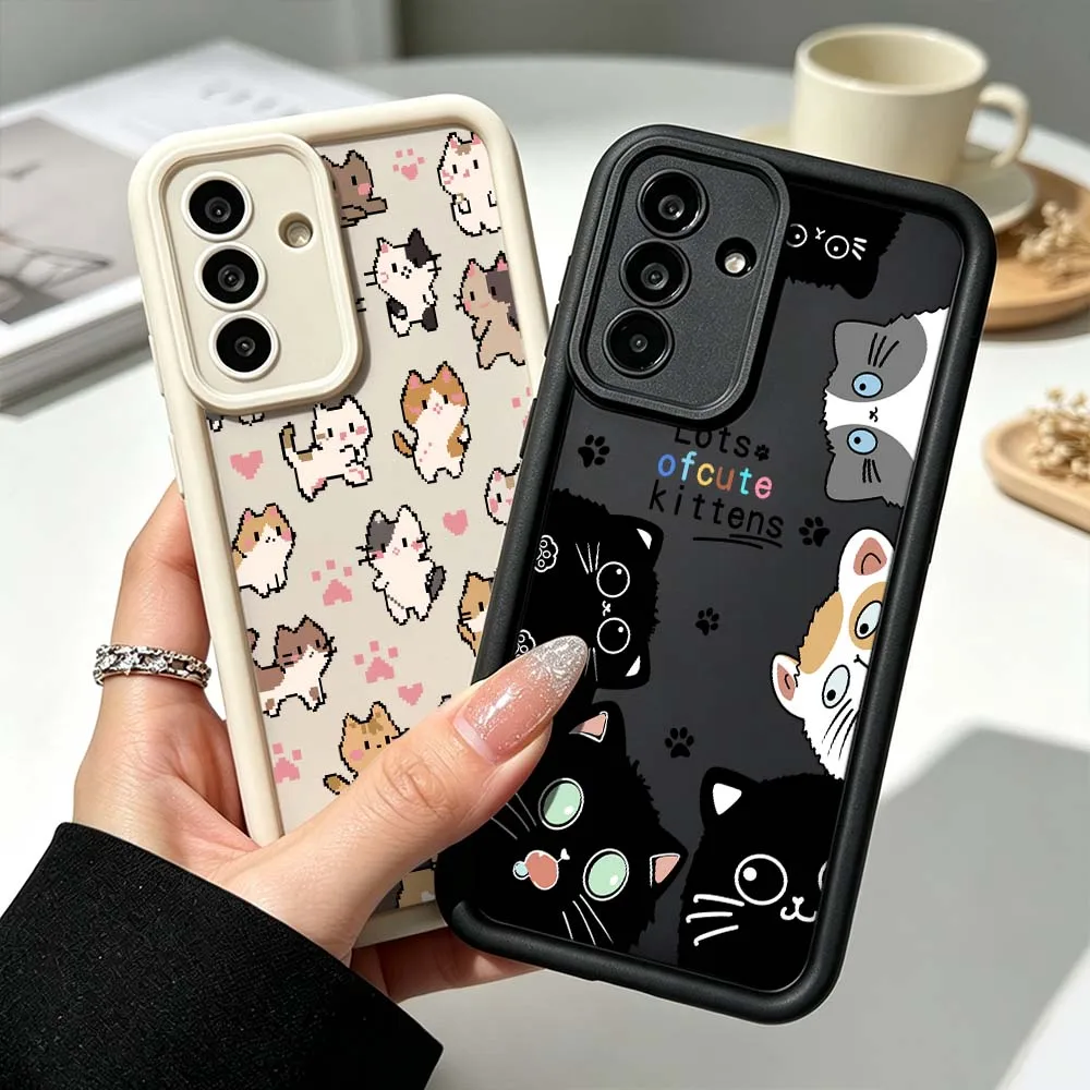 Simple Cute Kittens Pattern For Samsung Galaxy A73 A57 A56 A55 A54 A53 A52s A37 A36 A35 A33 A17 A16 A07 A06 A05 Phone Case