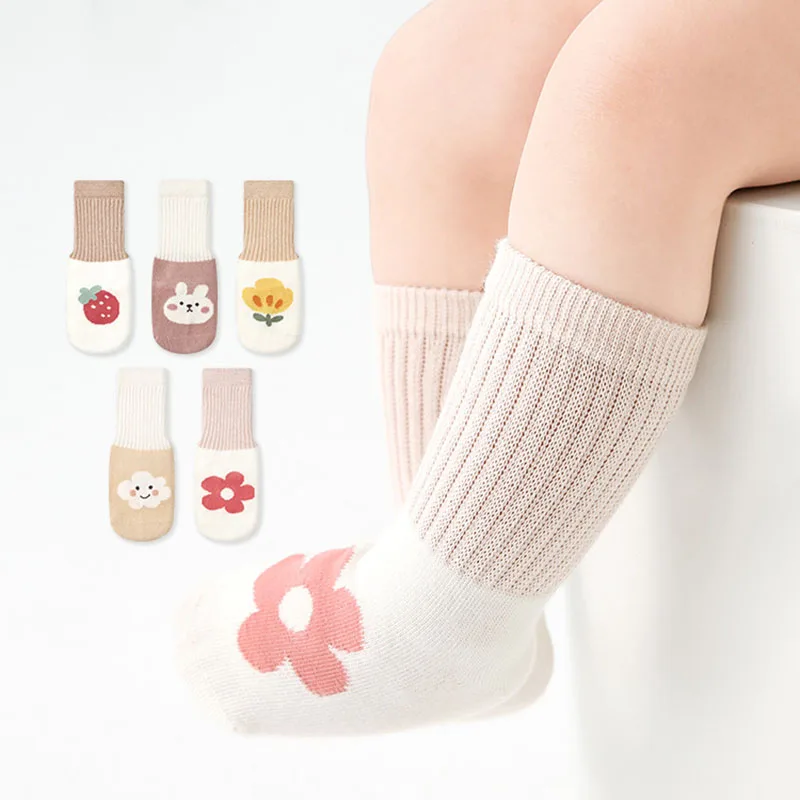 5 Pairs Summer Cartoon Flower Toddler Baby Socks for Baby Accessories Newborn Middle Length Breathable Boys Tube Sock