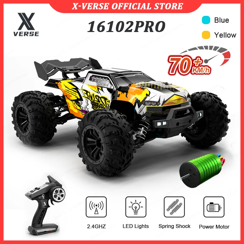 1:16 Brushless RC Car Off Road 4x4 High Speed 70Km/H 2.4G Remote Control Car with LED Drift Monster Truck Toys for Adults Kids