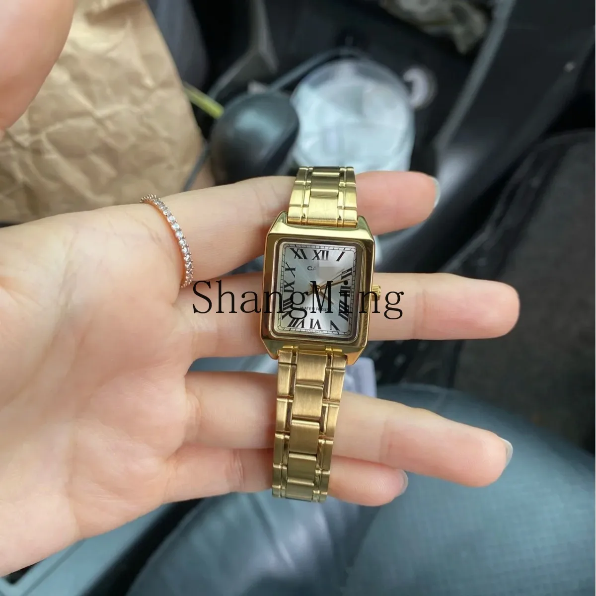 FG women's small square watch retro exam quartz women's watch cowhide steel belt temperament