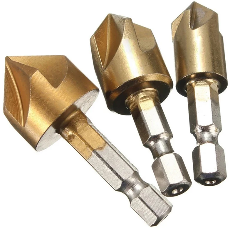 3PCS 6/8/9/12/16/19mm 1/4 HSS Countersink Boring Drill Bit Set For Wood Metal Quick Change Drill Bit Tool Chamfer Drill Tool New