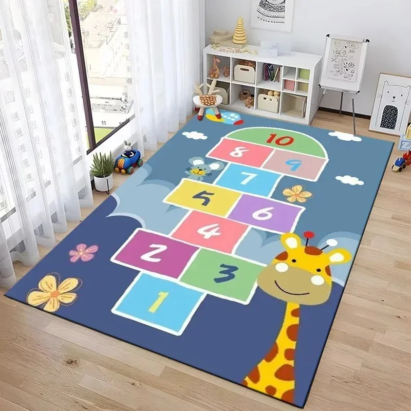 Alfombra de juego infantil Hopscotch, alfombra educativa para la habitación de juegos de los niños, juguete de aprendizaje, alfombra de juego con números, alfombra antideslizante para el suelo