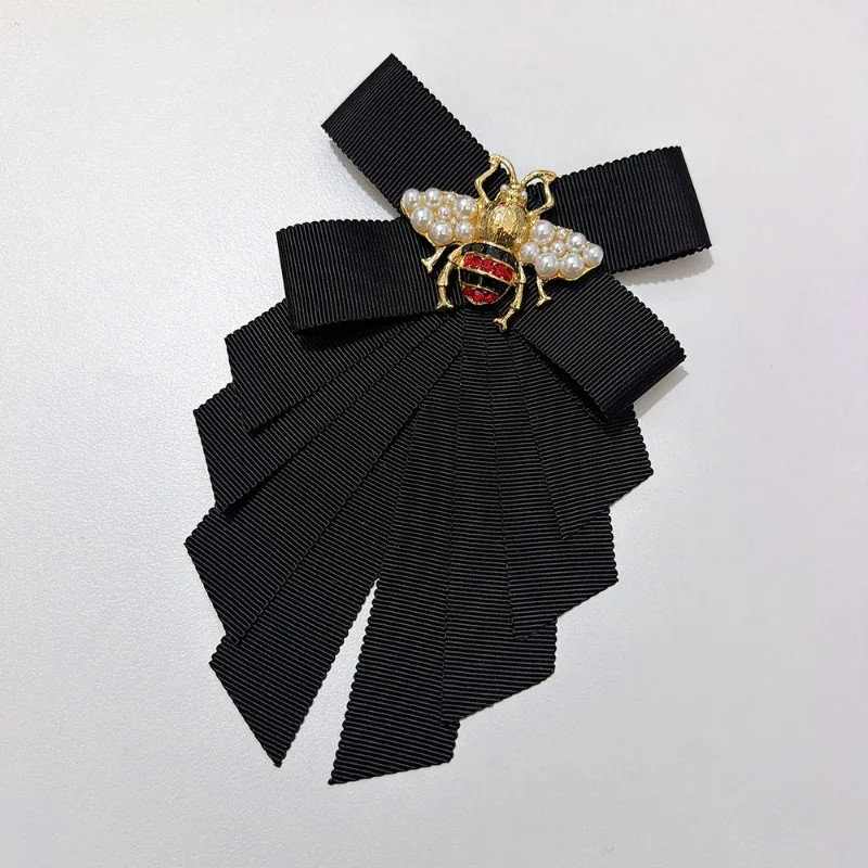 Vintage Collegiate Style Gem Butterfly Bow Tie French Elegant Lolita Dress JK Shirt Professional Formal Brooch Handmade Props