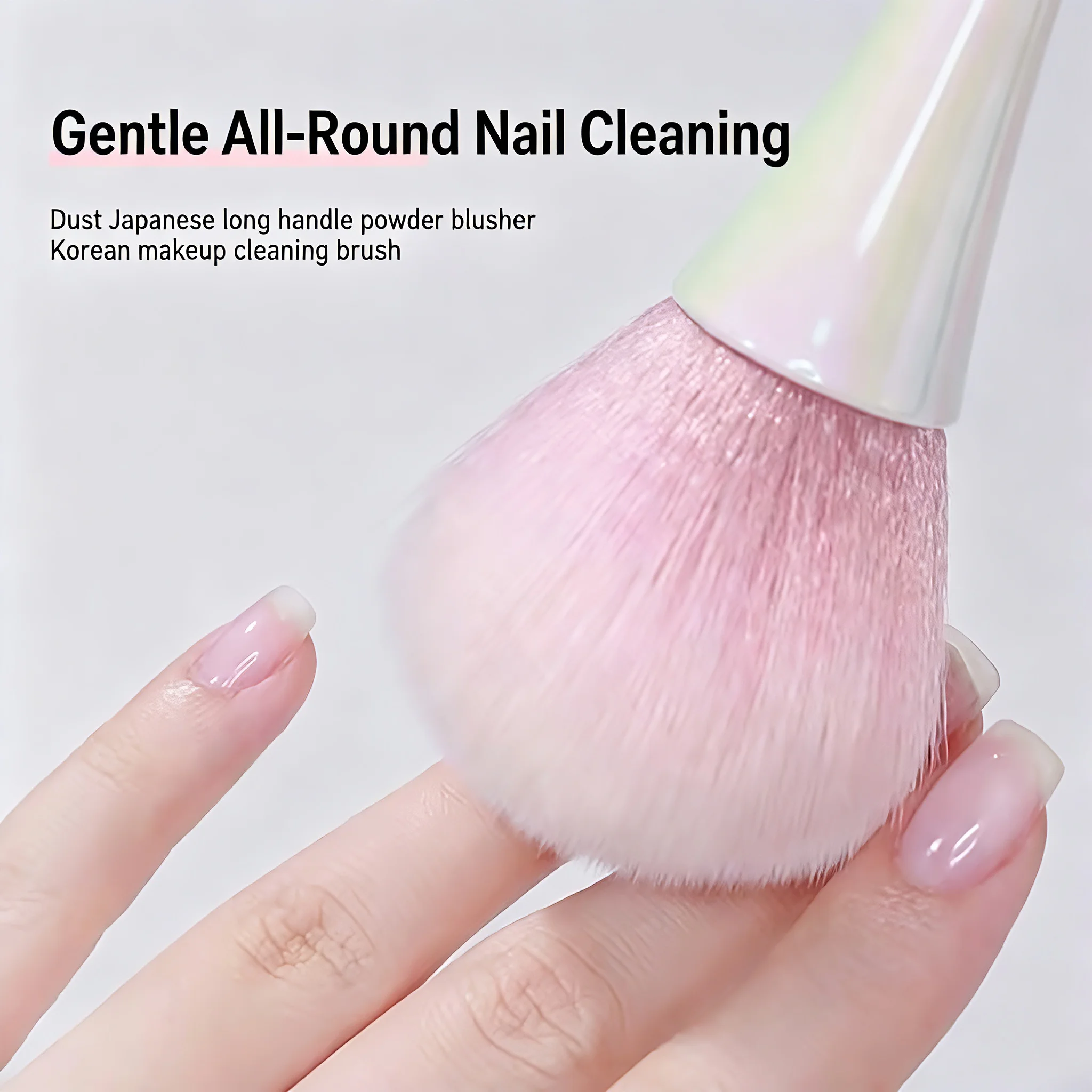 Iridescent Aurora Nail Art Dust Brush Long-Handle Blush Brush Loose Powder Sweeping Makeup Tool for Beauty Enthusiasts