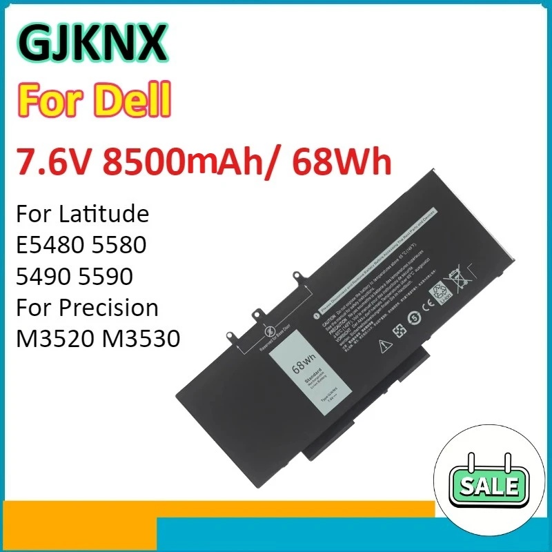 

GJKNX 68WH 8500mAh Lithium Battery for Dell Latitude E5480 5580 5490 5590 for Precision M3520 M3530 7.6V Computer Accessories