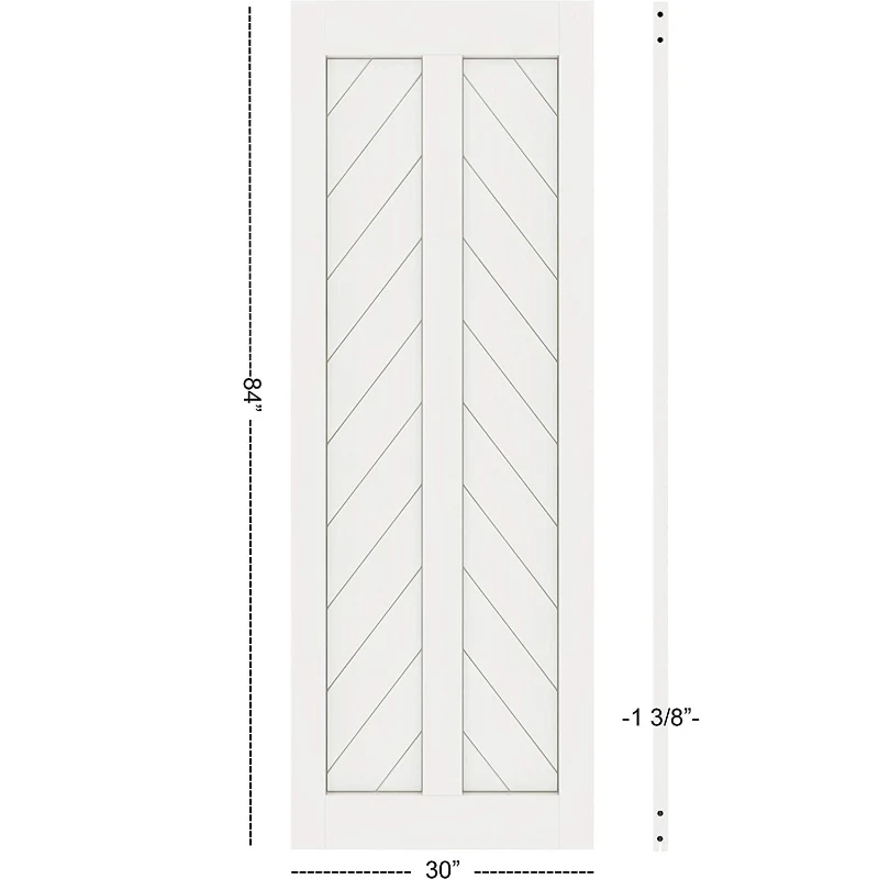 DIYHD 30X84in Fish Bone V Shape Sliding Barn Slab MDF Solid Core Primed Interior Door Panel(Disassembled)