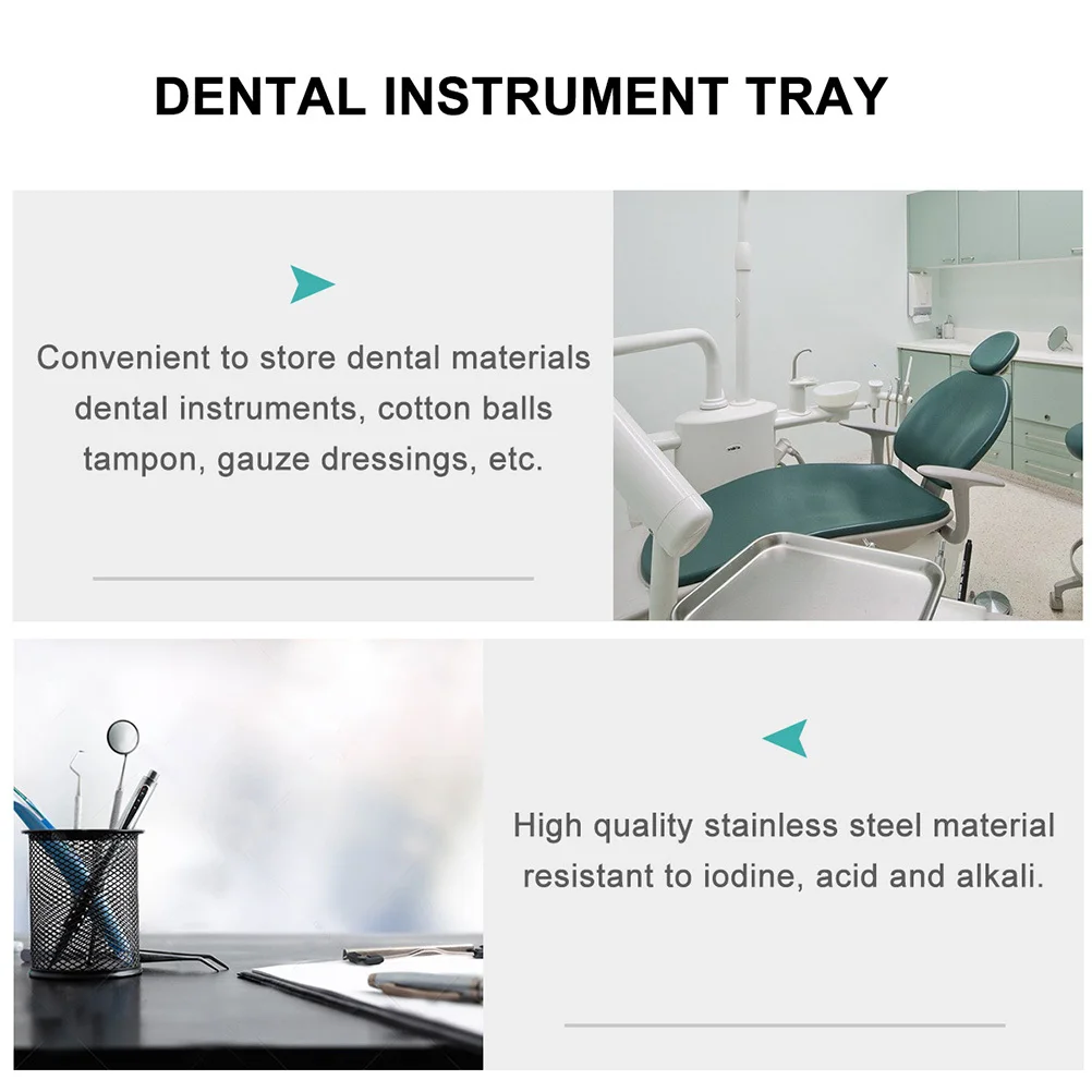 

2pcs Stainless Steel Dental Tray Lightweight Oral Instrument Holder For Clinical Sterilization Tool Storage Experiment Teaching