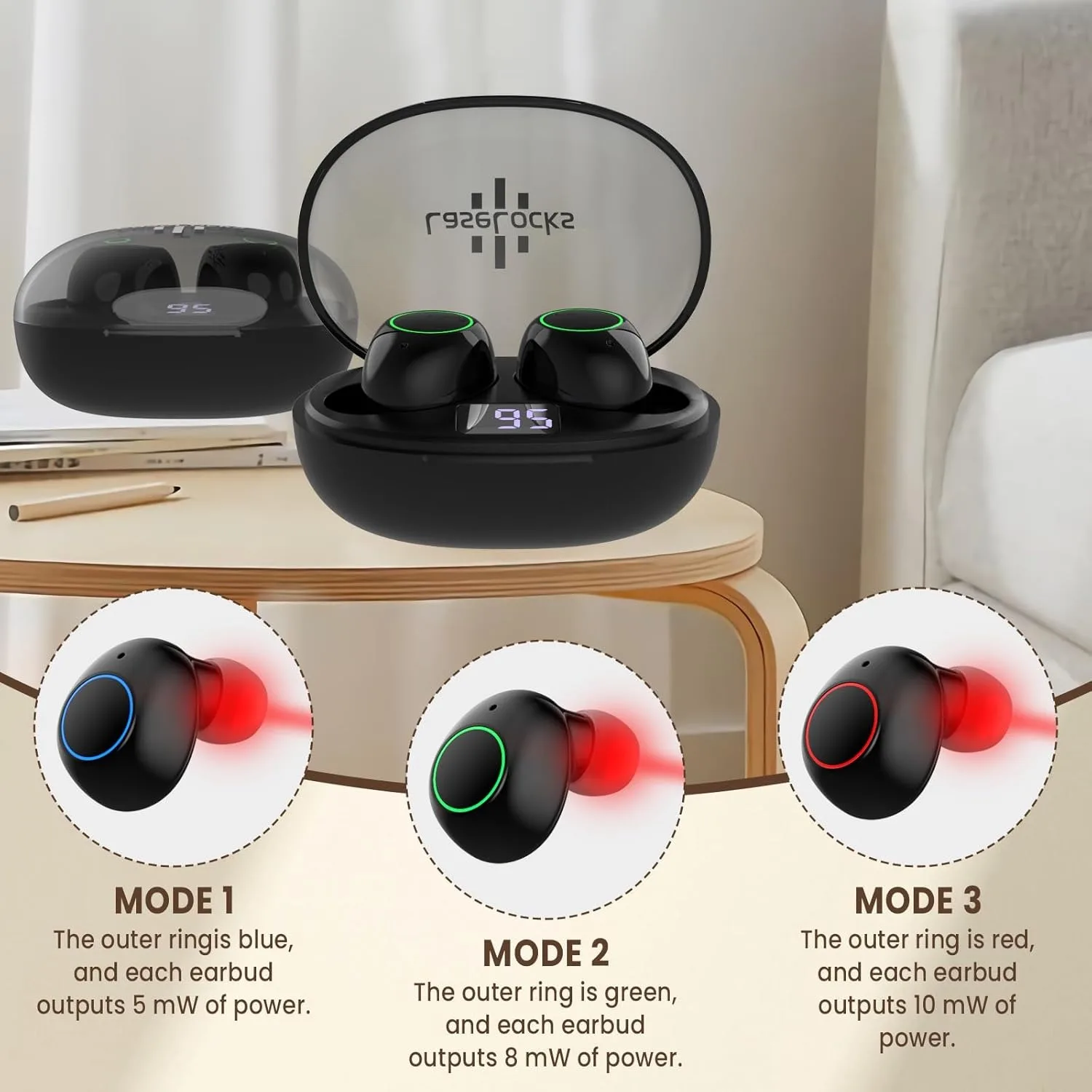 Wireless Ear Canal Laser Irradiator 650NM Red Light Ear Wellness Therapy Device Laser Physiotherapy Earphone for Tinnitus Otitis