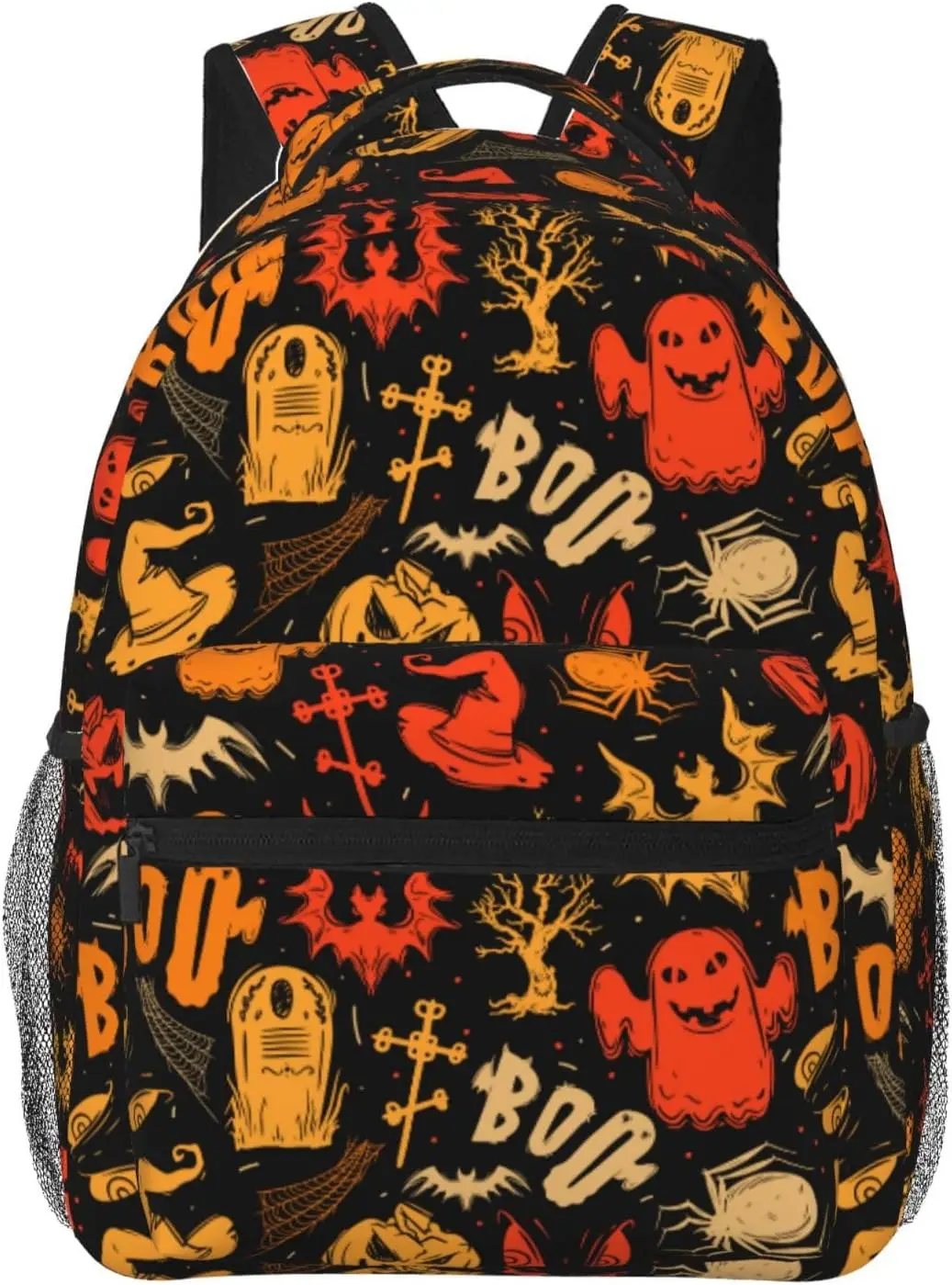 Abstract Halloween Ghost Bat Pumpkin Lightweight Laptop Backpack for Women Men College Bookbag Casual Daypack Travel Bag