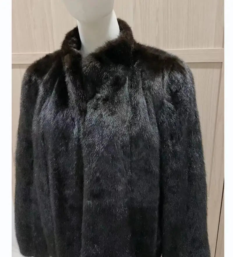 Manteau en fourrure de vison véritable pour femme, chaud et à la mode, hiver, nouveau