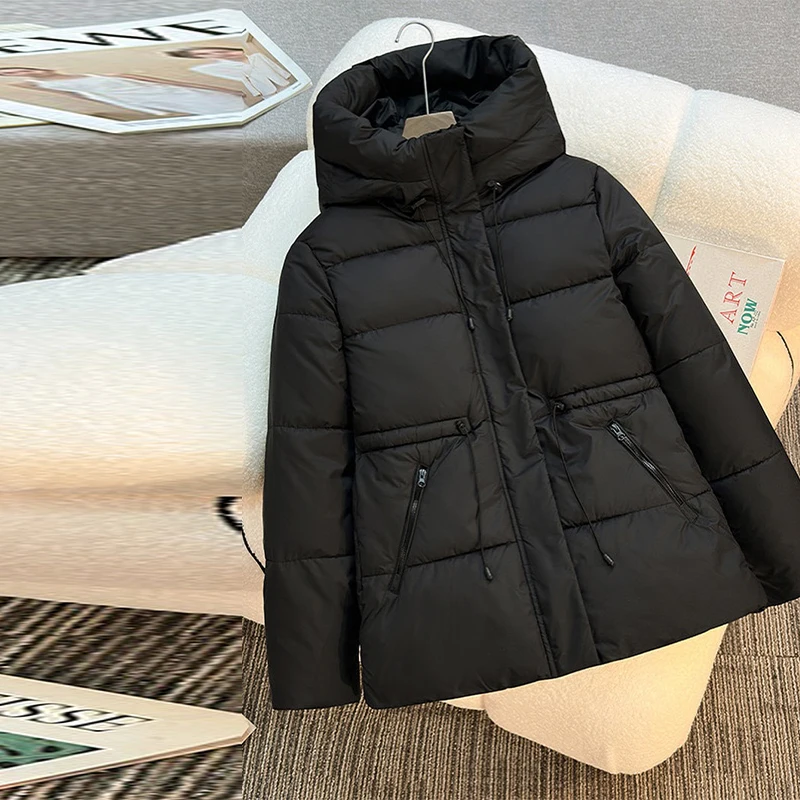 2025年 レディース パーカー 冬用 暖かい カジュアル ゆったり レディース ジャケット ダウン コットン コート 女性用 無地 オーバーサイズ 冬用 パファージャケット アウターウェア