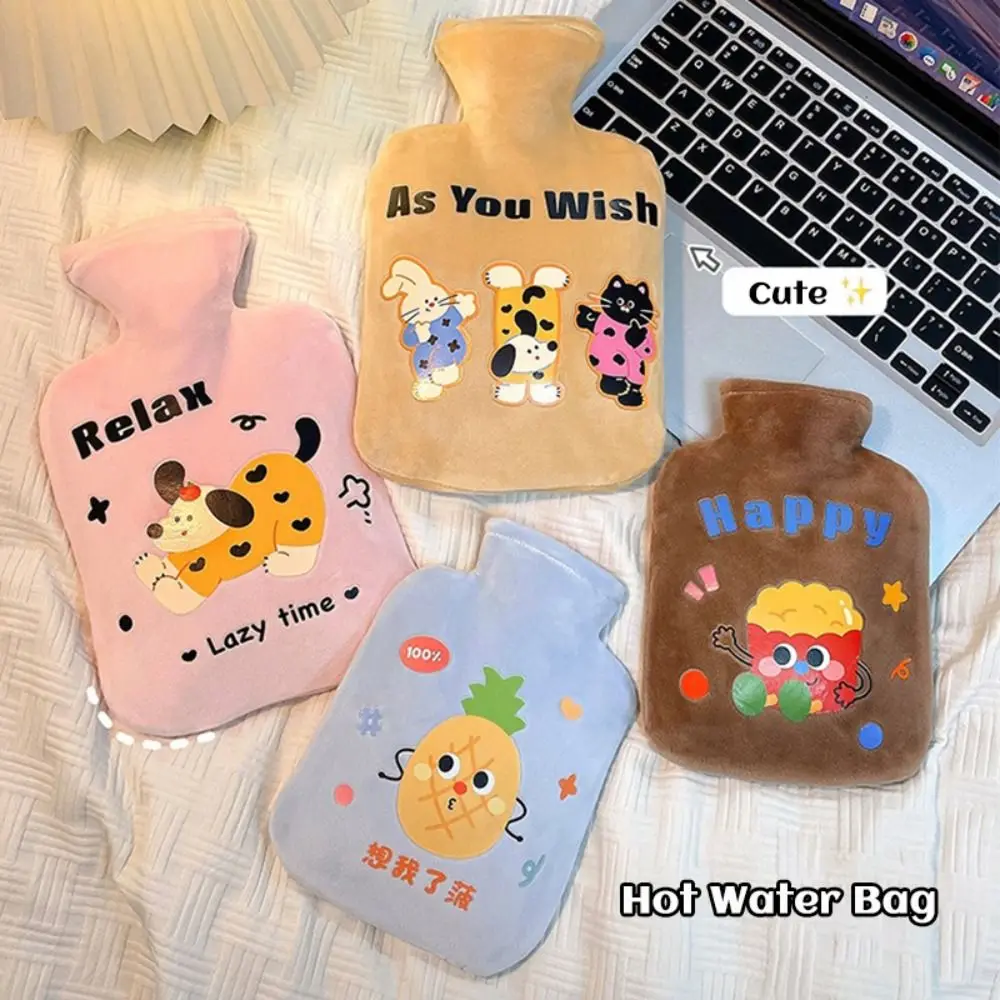 Plush Cover Hot Water Bag Water Injection 500/1000ML Hand Warmer Detachable Cleaning Reusable Warm Water Bottle School Office