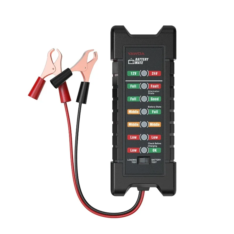 12V 24V Car Smart LED Battery Tester 11 Lights Load Test Reverse Protection Motorcycle Alternator Battery Voltage Check Tool
