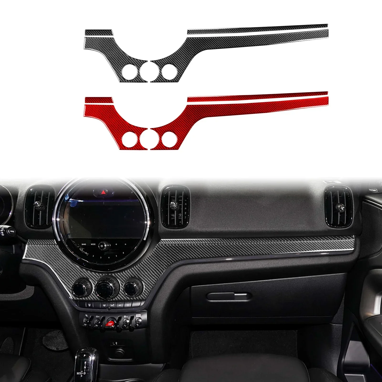 For MINI F60  countryman cooper 2017-2023 Real Soft Carbon Fiber Sticker LHD Car Central Control AC Outlet Interior Accessories