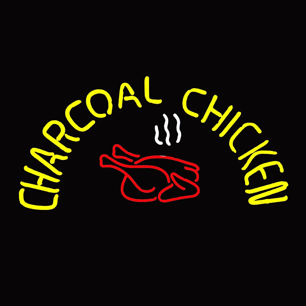 Charcoal Chicken Neon Sign Light Custom Handmade Real Glass Tube Store Restaurant Advertise Room Decor Display Neon Lamp 19