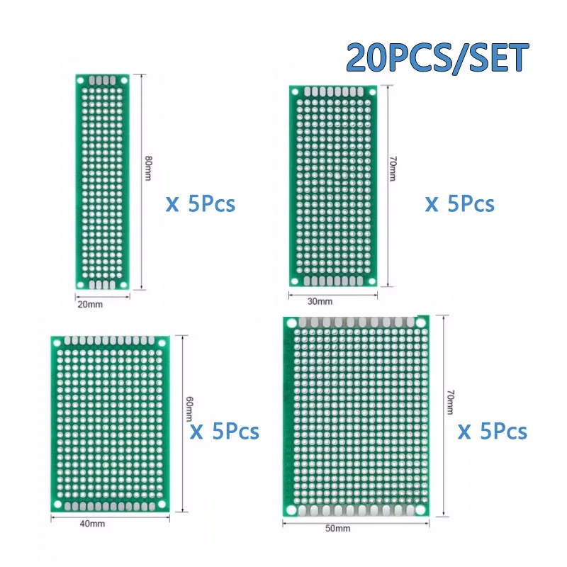 20 قطعة/المجموعة مزدوجة الوجهين PCB العالمي لوحة مطبوعة النموذج مجلس 2.54 مللي متر 2*8 3*7 4*6 5*7 سنتيمتر #2