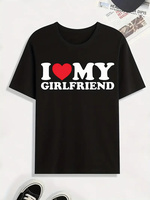 'I Love My Girlfriend' Print T Shirt, Tees For Men, Casual Short Sleeve Tshirt For Summer Spring Fall, Tops As Gifts