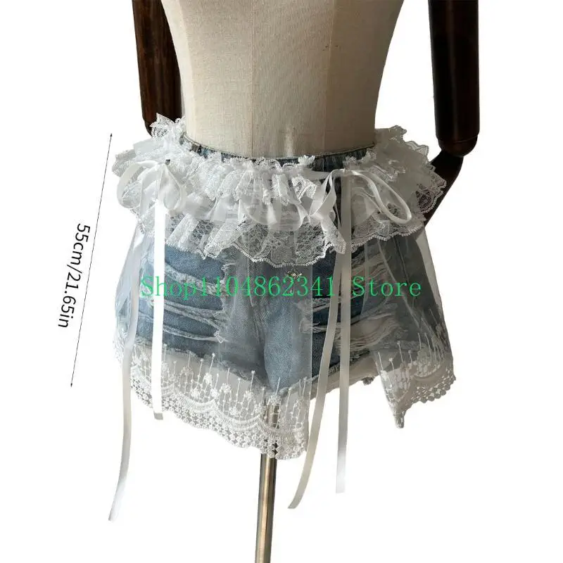 5ASD Women Hip Scorf вышиваемая сетчатая сетка юбка для оболочки кружево мини -перегородка