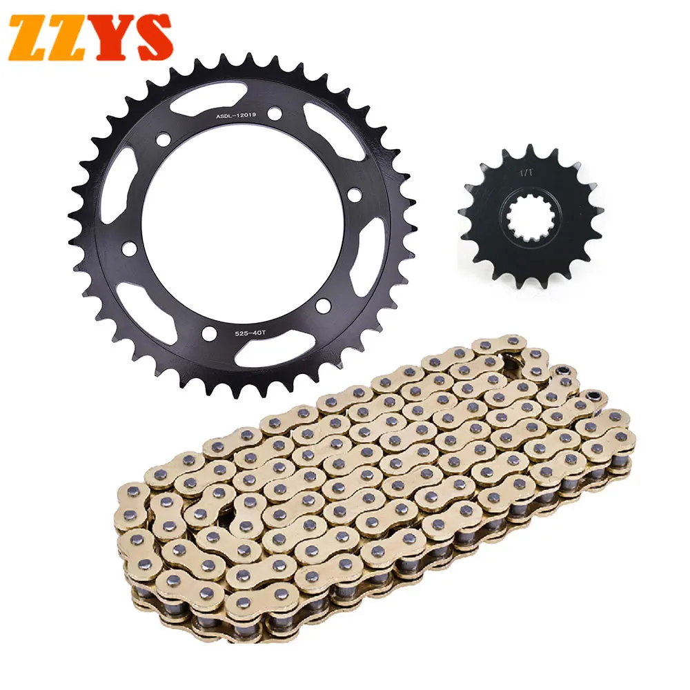 525HO Ring Motorcycle Golden Chain 525 17T 40T Front Rear Sprocket Gear Wheel for Honda RVF750 RVF 750 RVF750R RC45 1994-1998 97