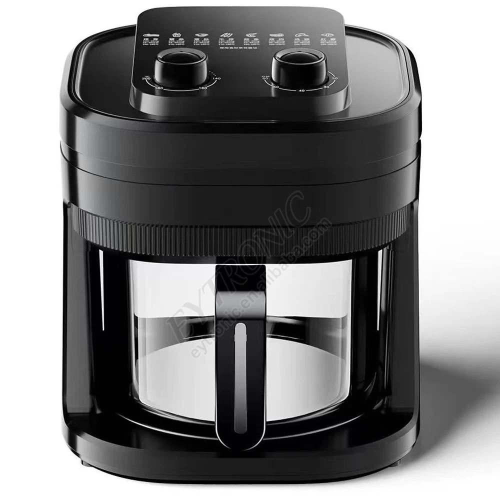 

2026 New Model Multi-functionalPanoramic View Dual-Knob Smart Control Minimalist 5L Air Fryer Modern Kitchen Low-Fat Cooking