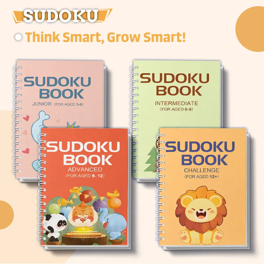 Children’s Sudoku,22th Edition 4-Book Progressive Set (Beginner→ Challenge) | Children’s Sudoku Puzzle Books