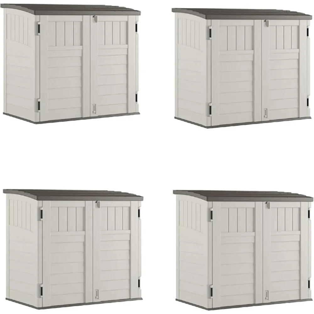 

34 Cubic Feet Horizontal Backyard Storage Stow Away Shed, Ivory (4 Pack), Sheds & Storage