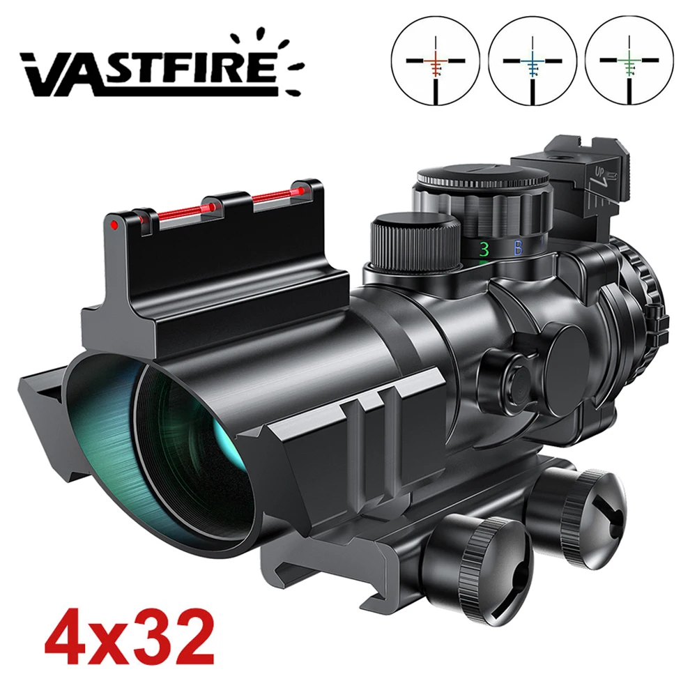 

Tactical 4x32 Acog Riflescope 20mm Dovetail Reflex Optics Scope Sight Green For Hunting Air Gun Rifle Airsoft Sniper Magnifier