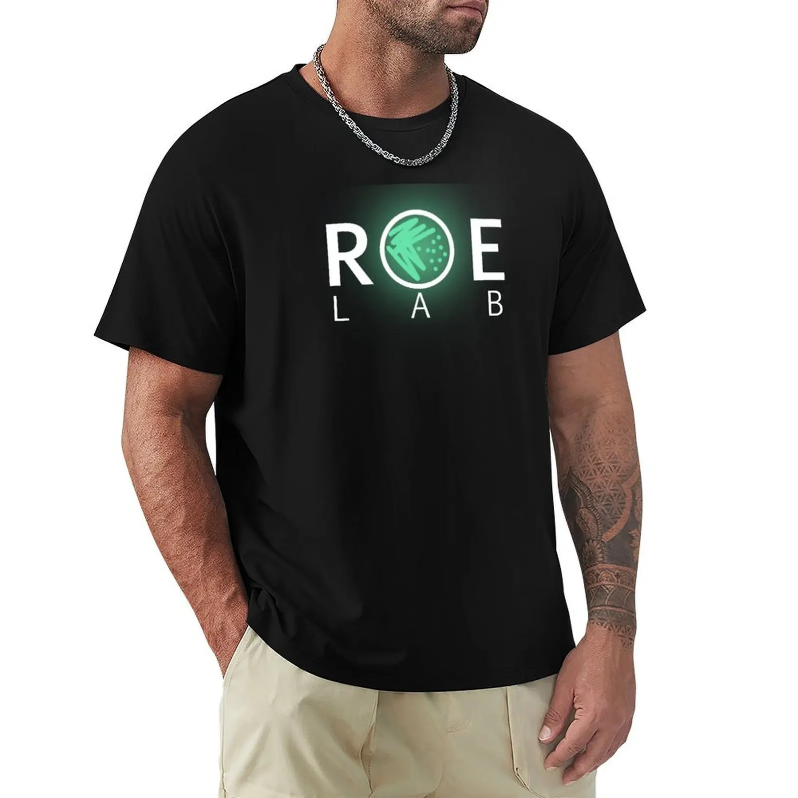 White logo with green fluorescent colonies T-Shirt man t shirts cotton T-Shirt