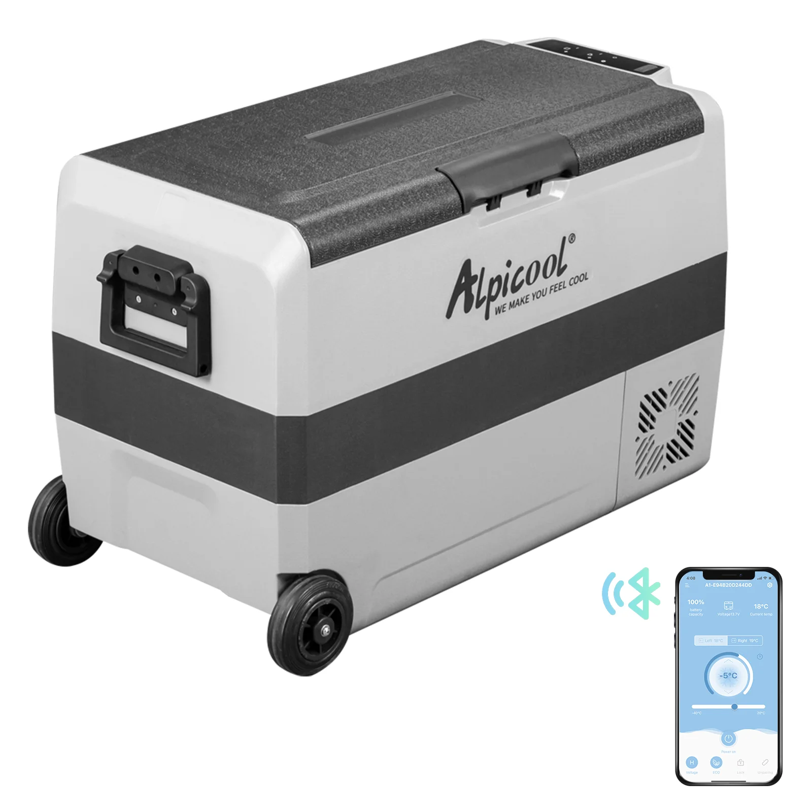 Alpicool T50 12-Volt-Kühlschrank mit zwei Temperaturregelungen, 53 Quart, tragbarer Autokühlschrank mit Gefrierfach (-4 ° F~68 ° F) für LKW, Wohnmobil, Boot