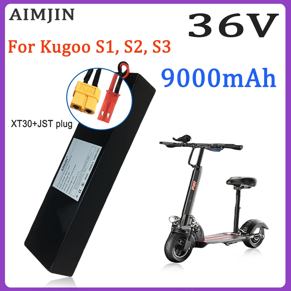 36V 10S3P 9000mAh For Kugoo S1, S2, S3 Scooters 18650 Rechargeable Li-ion Battery pack 500W,Built-in BMS with charger
