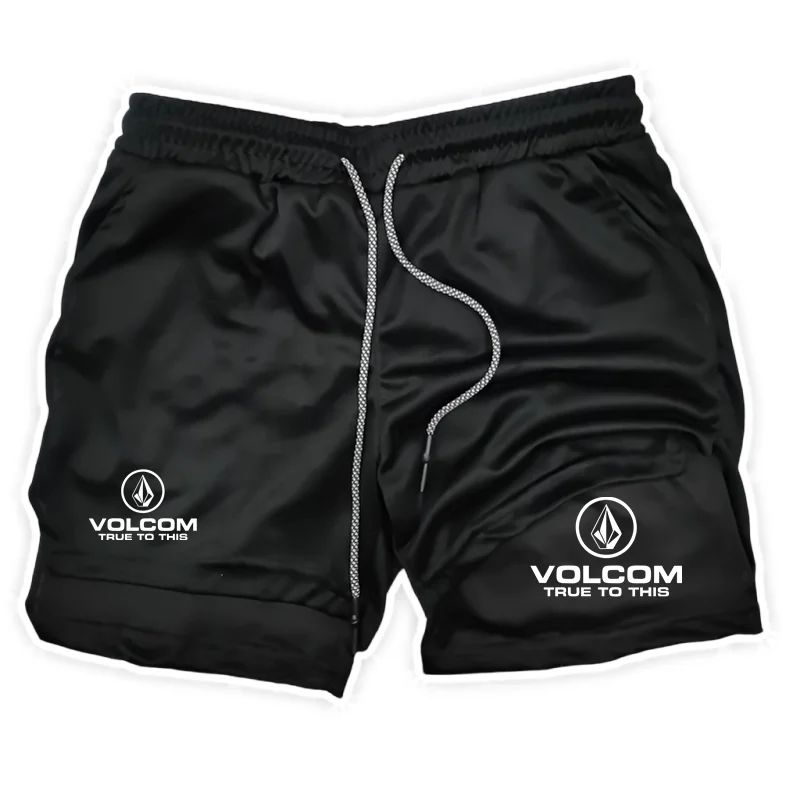 VOLCOM Pantalones cortos deportivos 2 en 1 con estampado para hombre, pantalones cortos deportivos cristianos para gimnasio con forro de compresión, bolsillo para teléfono, toalla