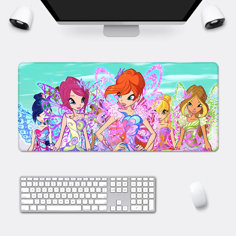 Anime Girl W-Winx Clubs Mousepad HD Printing Computer Gamers Locking Edge Non-slip Mouse Pad XXL90x40cm Keyboard PC Desk Pad