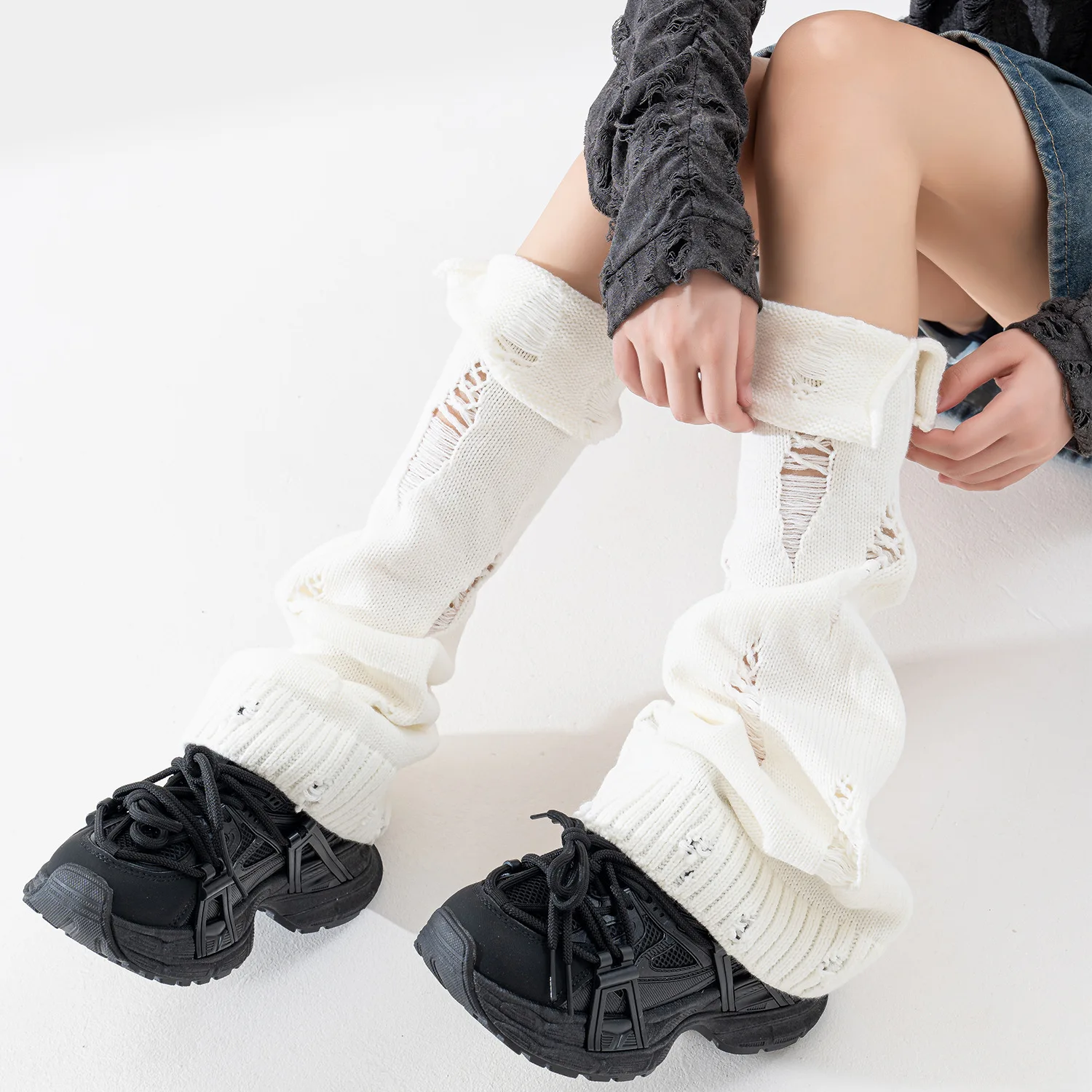 Nuevos productos de otoño e invierno, calcetines Millennium Hot Girl Y2k, personalidad Retro, estilo universitario, cubierta de pierna ancha con bridas