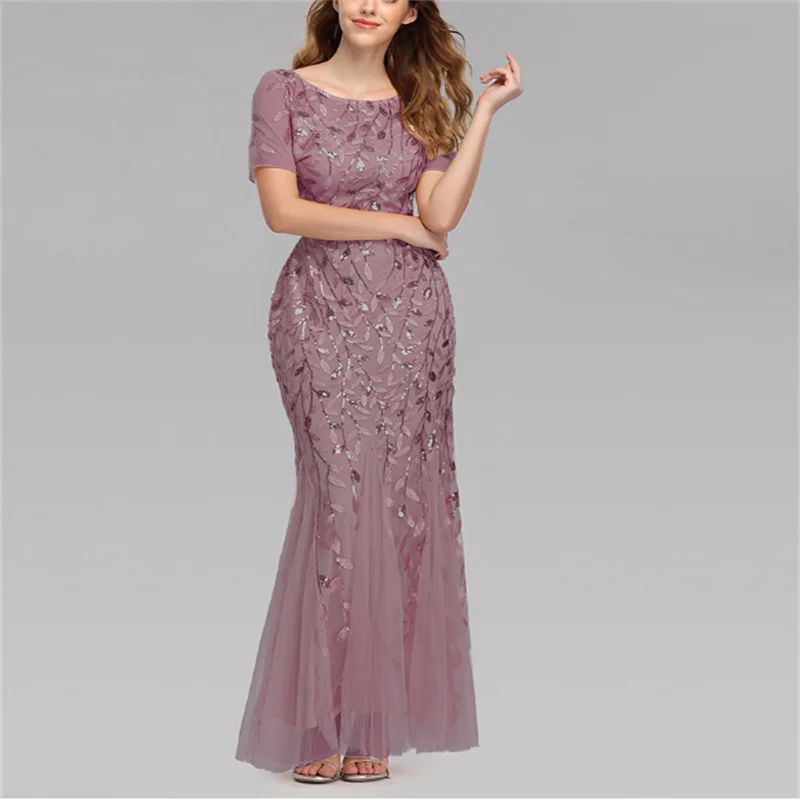 new Size Elegant Saudi Arabia Ever Pretty Mermaid Sequined Lace Appliques Mermaid Long Dress Party Gown