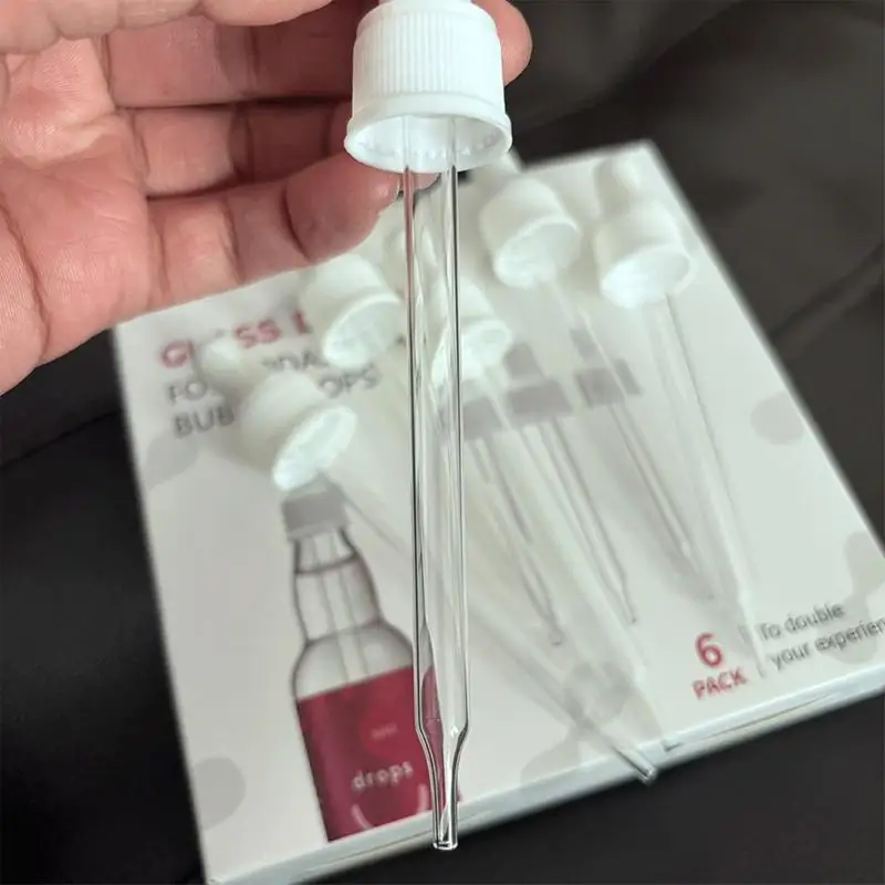 Glass Dropper Pipettes 6PCS Precise Dispensing Glass Bubbly Soda Droppers Sparkling Water Flavor Drops Droppers Bubbly Dropper