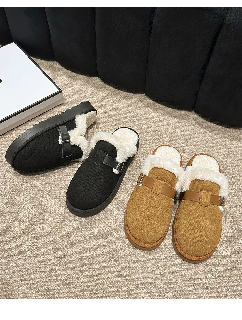 Women's Slippers New Boken Slippers Winter Plush Pregnant Home Warm Outdoor Comfort Anti Slip Thick Bottom Cotton Slippers