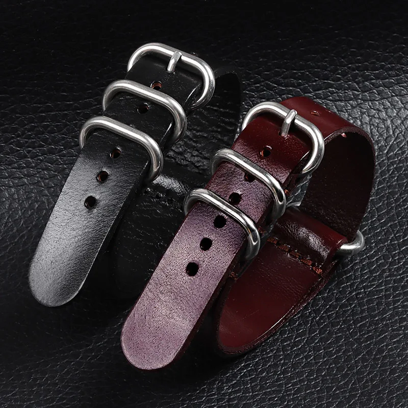 Retro PU Leather Strap Oil Wax Oily Discoloration Cowhide Leather Watchband Universal Bracelet 18mm Straps for Omega for Seiko