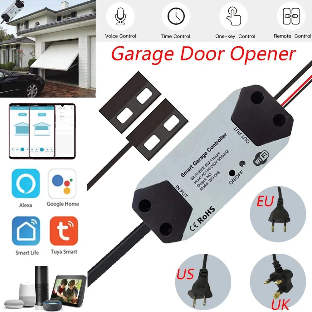 Tuya WiFi Switch Smart Garage Door Opener Controller Work With Alexa Echo Google Home Tuya APP Control No Hub Require