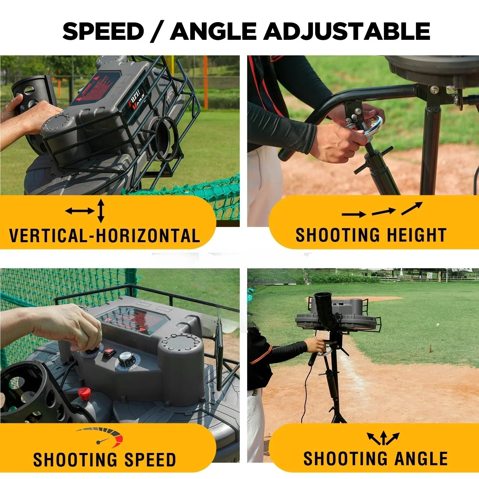 777BHA Dual-Wheels 2 In 1 Baseball & Cricket Pitching Machine, Angle And Speed Adjustable, 30 To 95 MPH