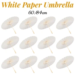 5/12/16PCS Paper Parasol Wedding Paper Umbrella Party Favor 60/80cm White Umbrellas for Bridal Shower Centerpieces Photo Props