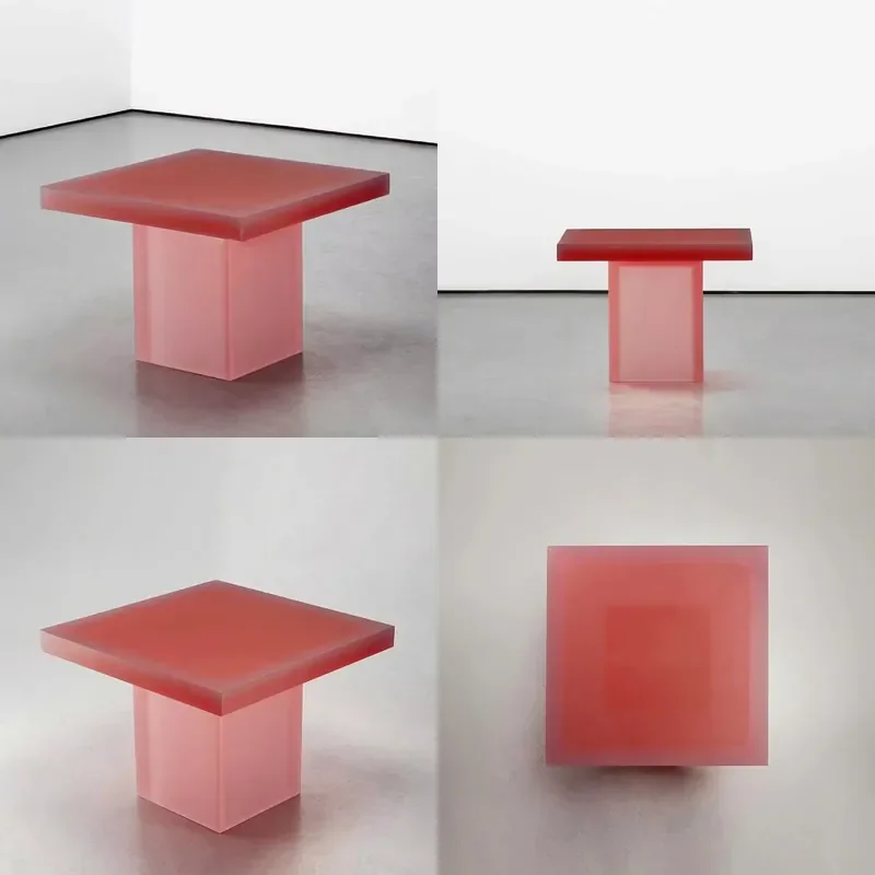 New Design Creativity Pink Matte Acrylic Coffee Table Home Use Villa Living Room Acrylic Side Table