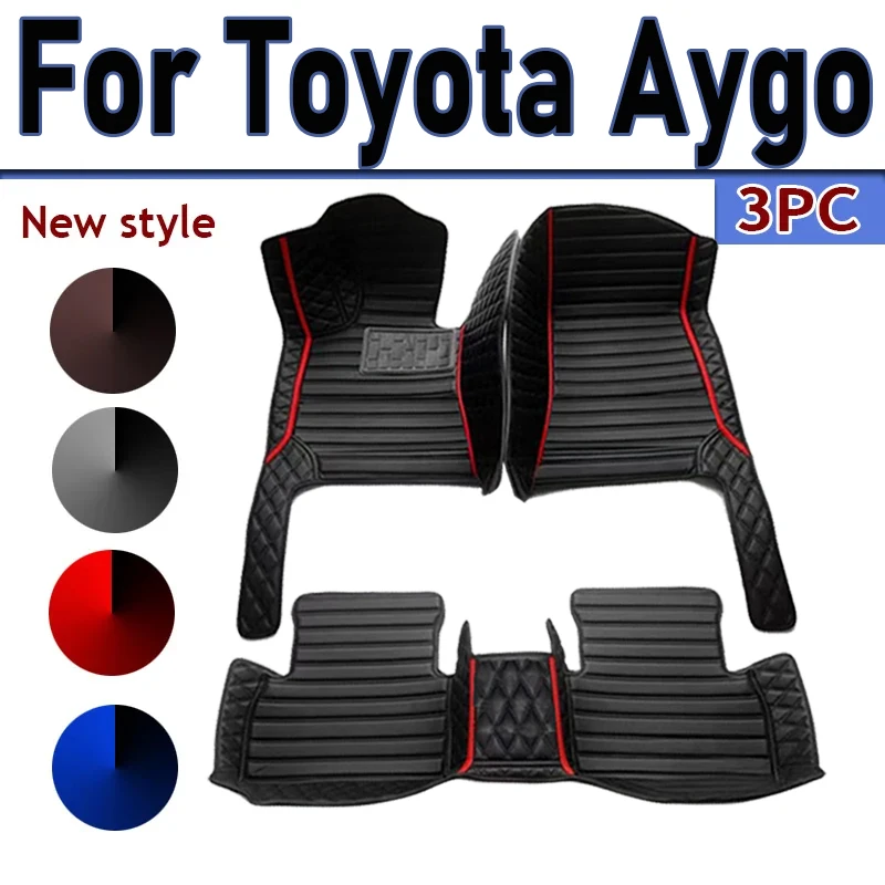 

Custom Automotive Car Floor Mats For Toyota Aygo 2014 2015 2016 2017 2018 Auto Luxury Leather Men Women Car Mats Full Coverage