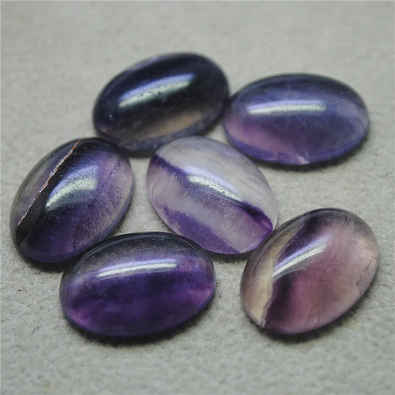 6PCS 13X18MM Natural Fluorite Stone Cabochons Oval Shape Nature Gemstone Bead Cabs DIY Jewelry Findings GOOD Sells