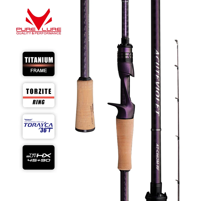 PURELURE ACUTEVIOLET Regular Fast Action Rod TZ Ring TITANIUM FRAME 6FT Spinning and Casting Bass Pike Catfish Rod Trouts Perch