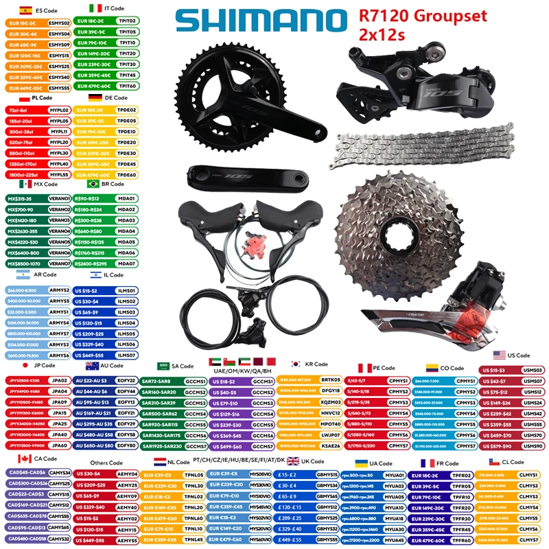 

Shimano 105 R7120 Groupset 2x12s Hydraulic Disc Brake Mechanical Groupset R7100 Front Derailleur Rear Derailleur For Road Bike