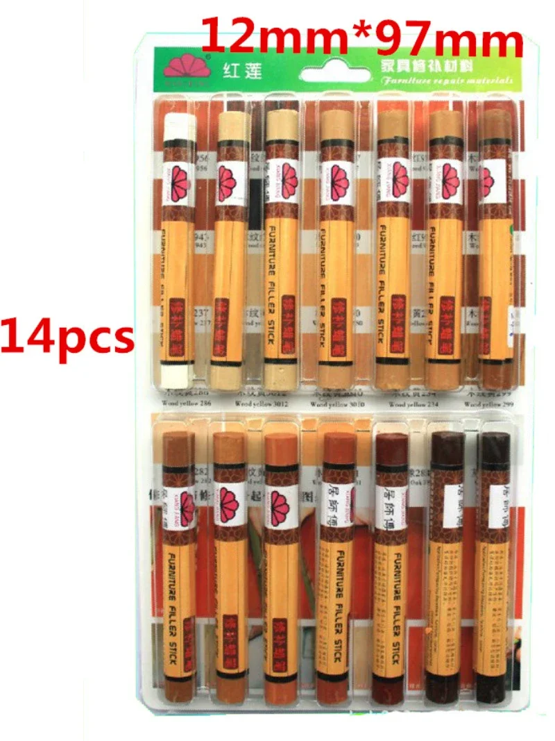 14pcs/set furniture paint floor repair floor wax crayon scratch patch paint pen wood composite repair materials