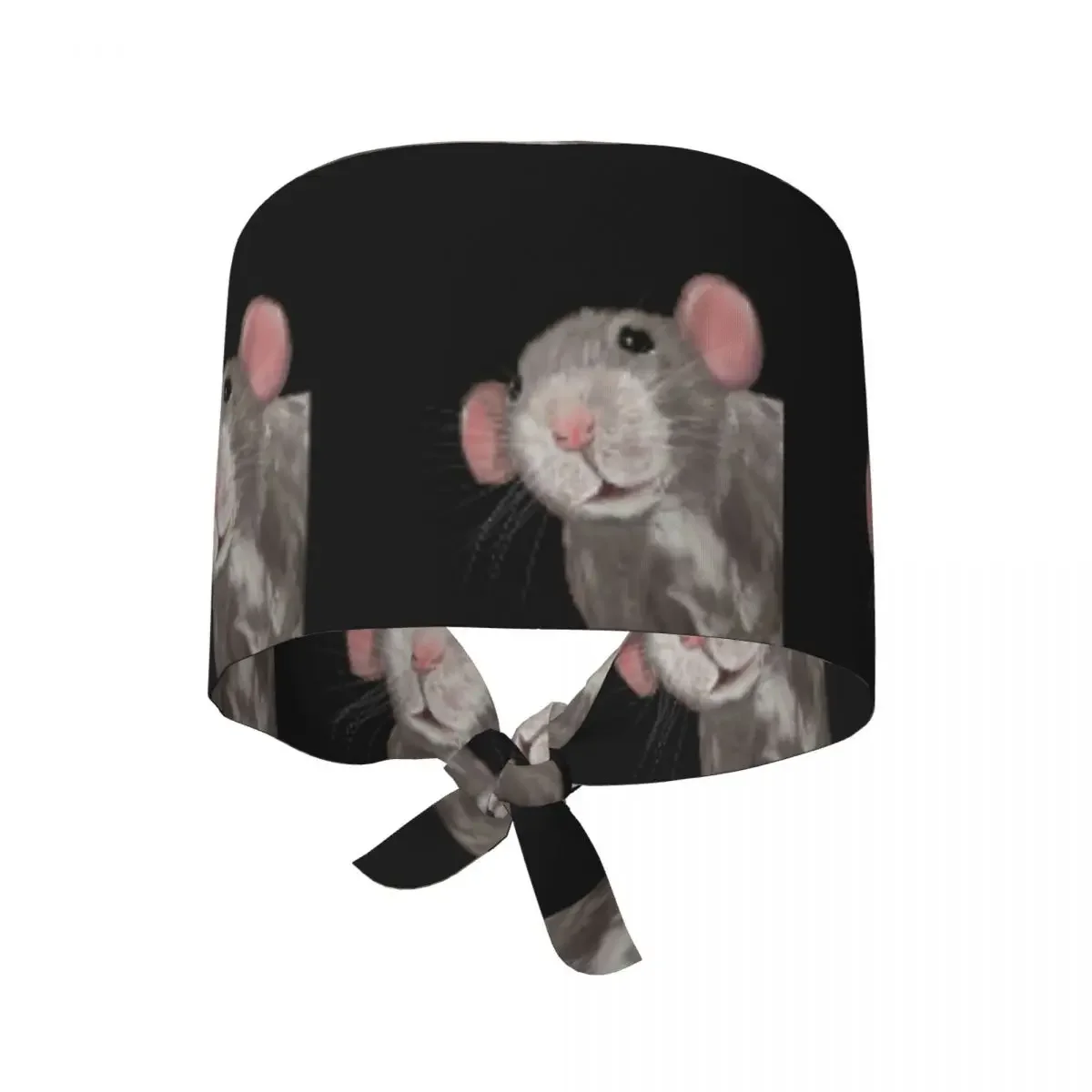 The Peeking Rat (Grey Black) Scrub Hat Doctor Working Surgical Cap Unisex Adjustable Nursing Caps for Dentist