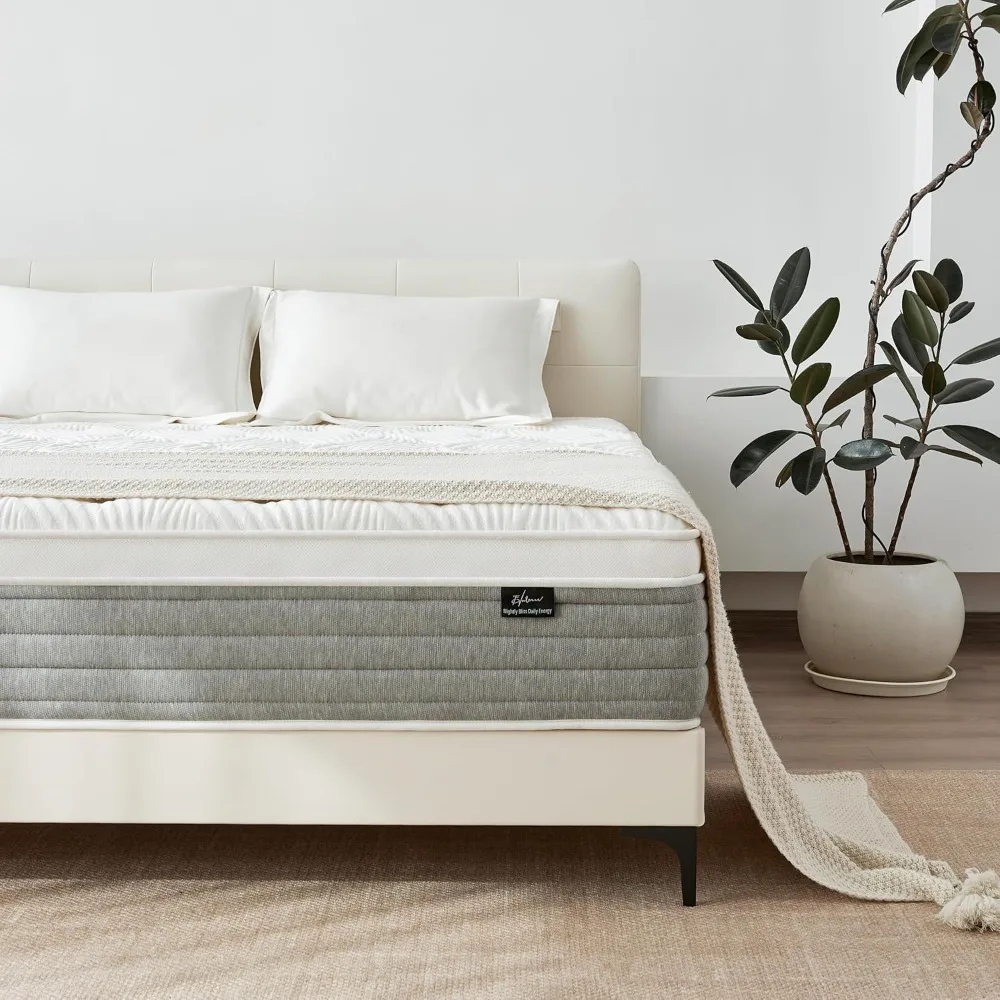 

medium firm 12-inch full size mattress with individual pocketed springs for pressure relief and reduced motion transfer