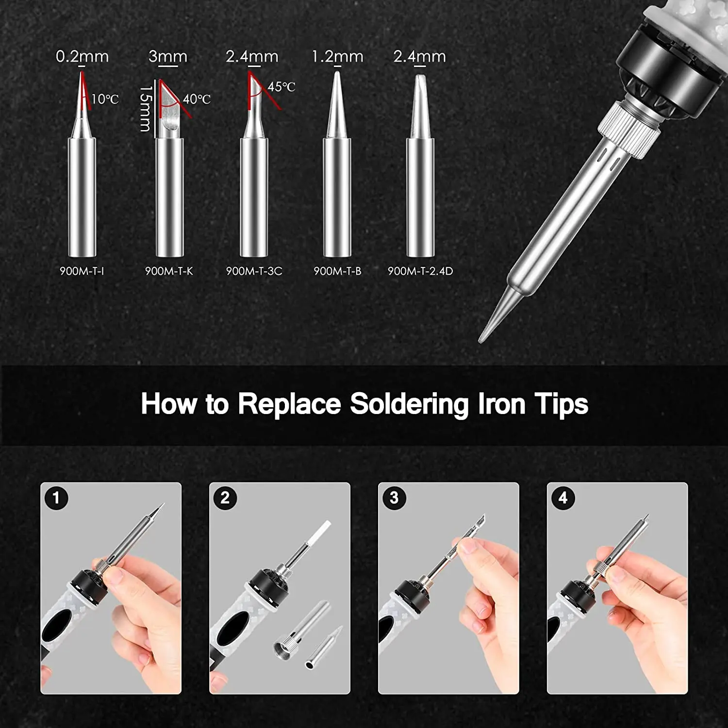 Soldering Iron Kit 80W Digital LCD Adjustable Temperature Solder Wick Switch